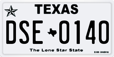 TX license plate DSE0140