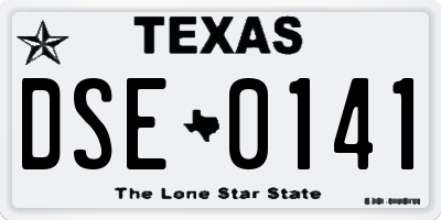 TX license plate DSE0141