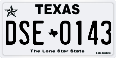 TX license plate DSE0143