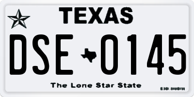TX license plate DSE0145