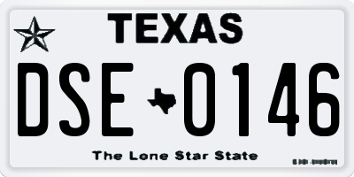 TX license plate DSE0146
