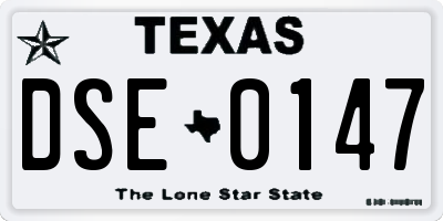 TX license plate DSE0147