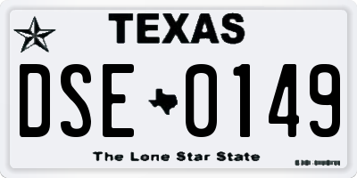 TX license plate DSE0149