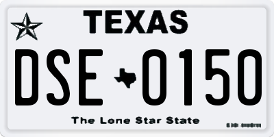 TX license plate DSE0150