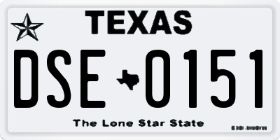 TX license plate DSE0151