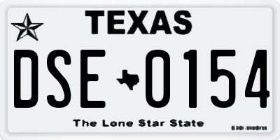 TX license plate DSE0154