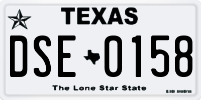 TX license plate DSE0158