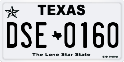 TX license plate DSE0160