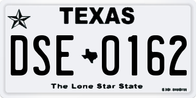 TX license plate DSE0162