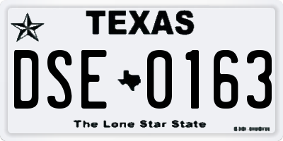 TX license plate DSE0163