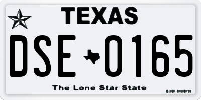 TX license plate DSE0165