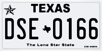 TX license plate DSE0166