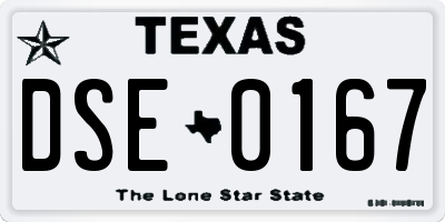TX license plate DSE0167