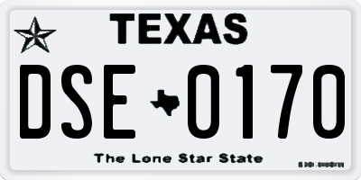 TX license plate DSE0170