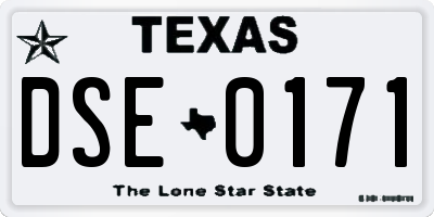 TX license plate DSE0171