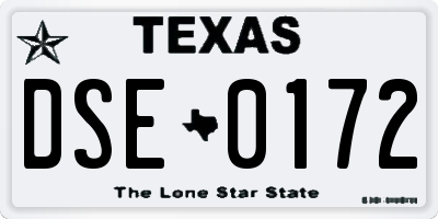 TX license plate DSE0172