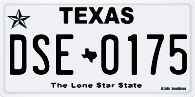 TX license plate DSE0175