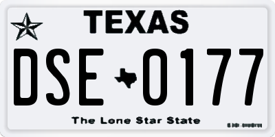 TX license plate DSE0177