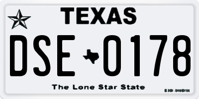 TX license plate DSE0178