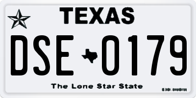 TX license plate DSE0179