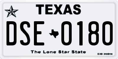 TX license plate DSE0180