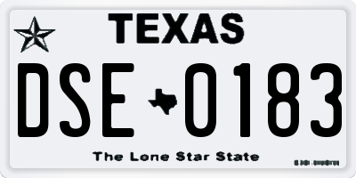 TX license plate DSE0183