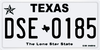 TX license plate DSE0185