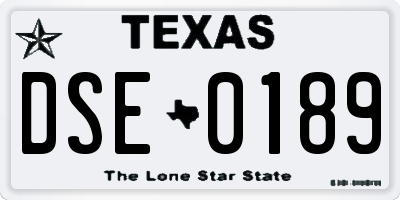 TX license plate DSE0189