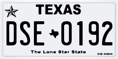 TX license plate DSE0192