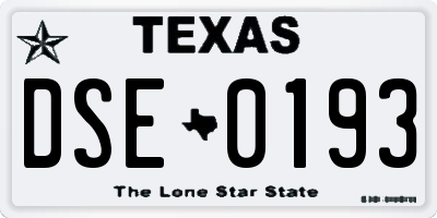 TX license plate DSE0193