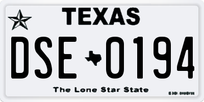TX license plate DSE0194