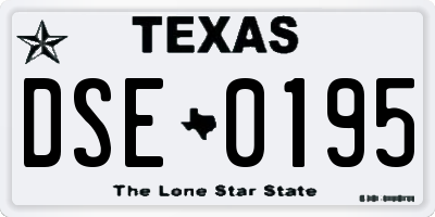 TX license plate DSE0195
