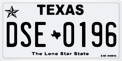 TX license plate DSE0196