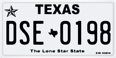 TX license plate DSE0198