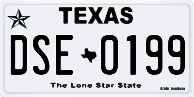 TX license plate DSE0199