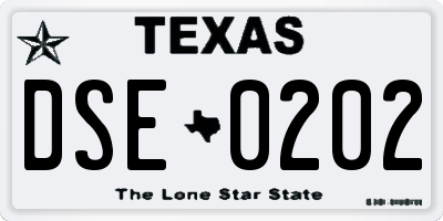 TX license plate DSE0202