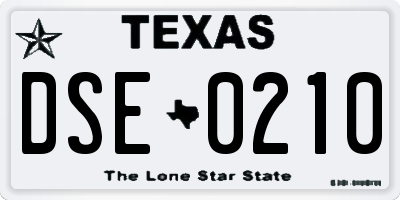 TX license plate DSE0210