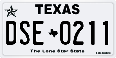 TX license plate DSE0211