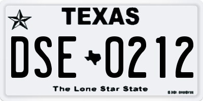 TX license plate DSE0212