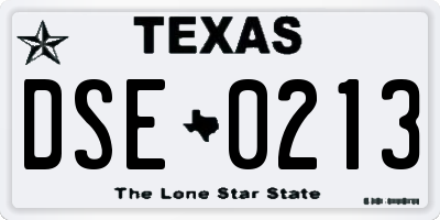 TX license plate DSE0213