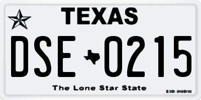TX license plate DSE0215