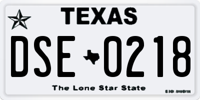 TX license plate DSE0218