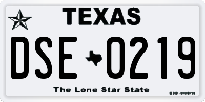 TX license plate DSE0219