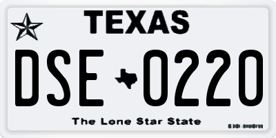TX license plate DSE0220