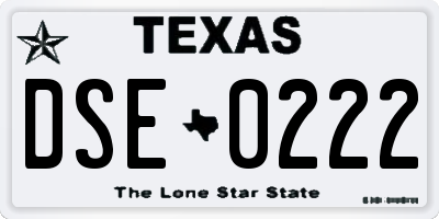 TX license plate DSE0222