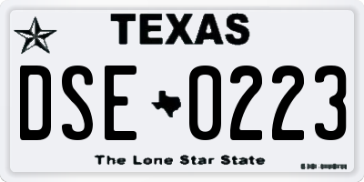 TX license plate DSE0223