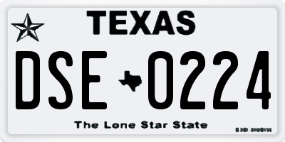 TX license plate DSE0224