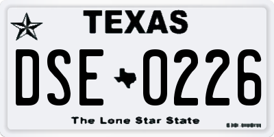 TX license plate DSE0226