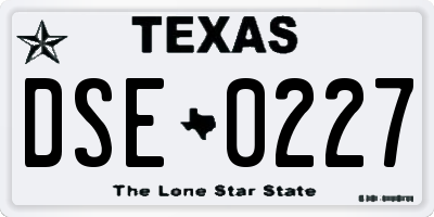 TX license plate DSE0227