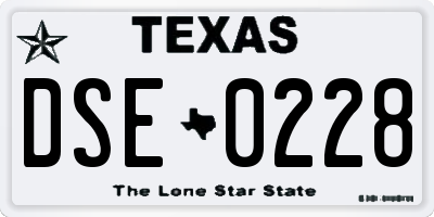 TX license plate DSE0228